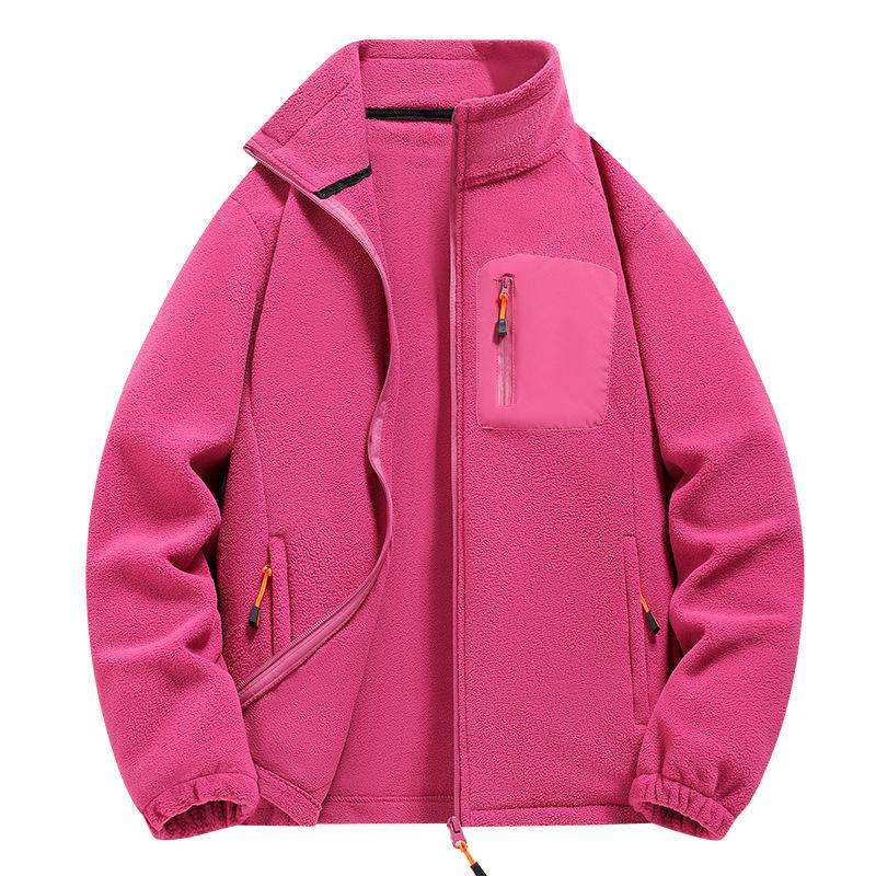 New Autumn and Winter Fleece Jacket for Men with Velvet Warm Stand Collar Loose Casual Fleece Jacket for Men