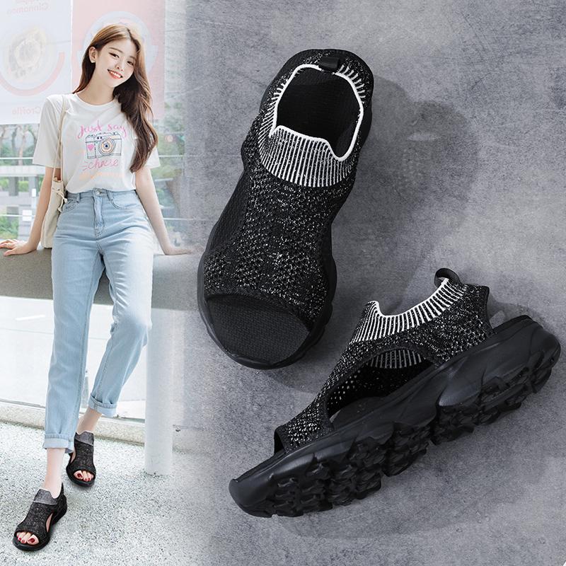 Women's Sandals Summer  Beach Breathable Flat Shoes Open Toe Casual Soft Walking Sandals for Girl Plus Size