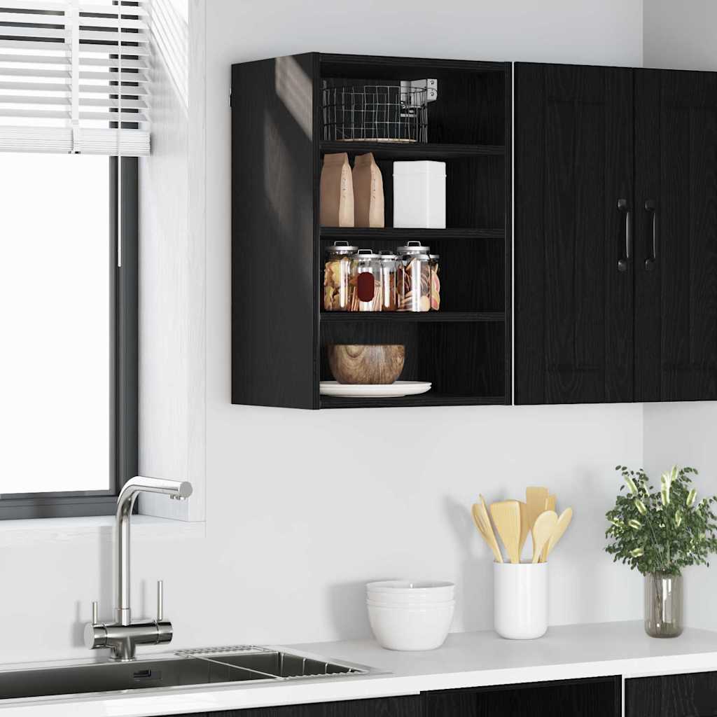 Hanging Cabinet with Shelf Black Oak Effect 40 x 29.5 x 60 cm