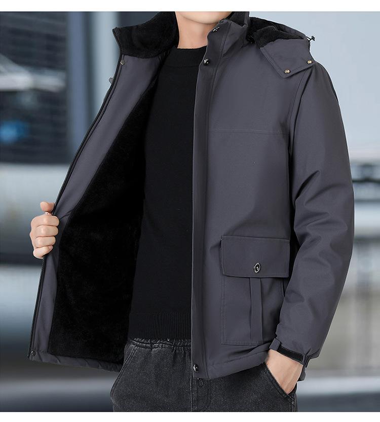 Fashionable and versatile Men's Thickened Warm Winter Jacket - Wrinkle Resistant Lightweight Soft and Cozy Long Sleeve Down Jacket