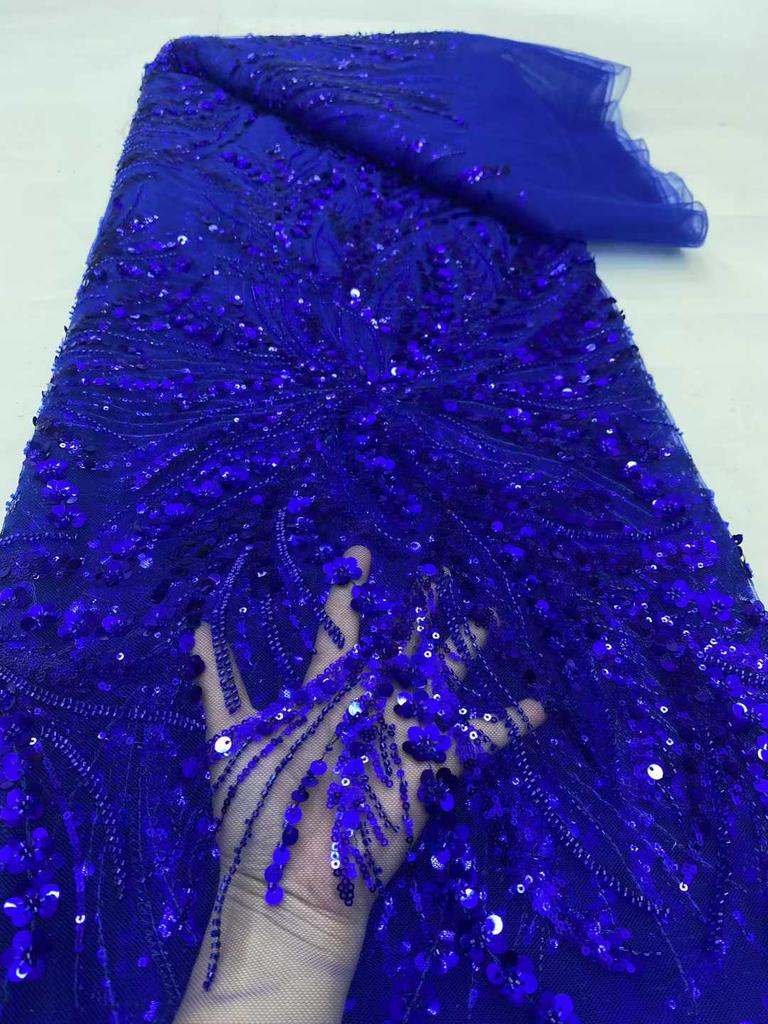 Orange Beaded Fabric Sequin Tulle Lace Embroidered Dubai New 2026 High Quality African Beads Embroidery Lace for Wedding Dress