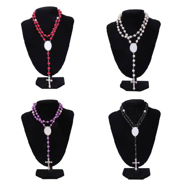 Trendy Catholic for Cross Sublimation Necklaces Rosary Necklace for Family Membe