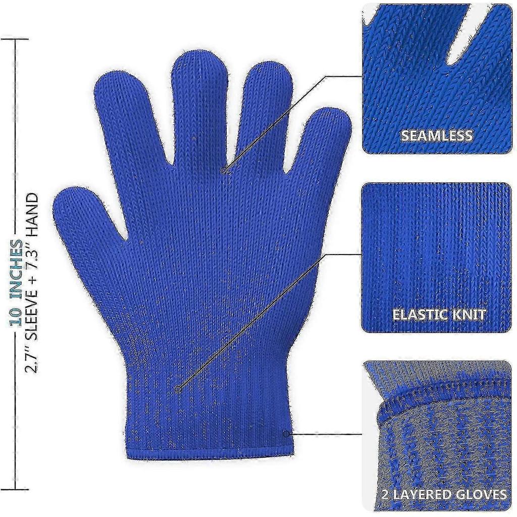 Hitzebeständige Ofenhandschuhe mit Fingern - 1 Paar Blau Klassisches Küchen-Topflappen-Set