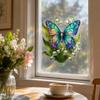Flower Butterfly Design Window Sticker, Adhesion No Glue Waterproof Wall Decal for Living Room Bedroom Entrance Hall Home Decor
