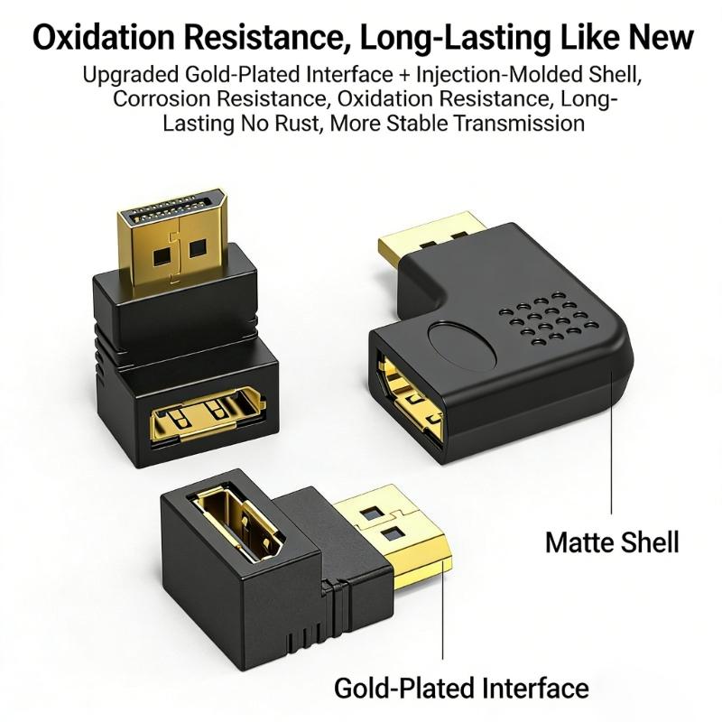 Professional 8K  90 Degree Adapter Converter Connector Male to Female Video for Laptop Monitor Projectors