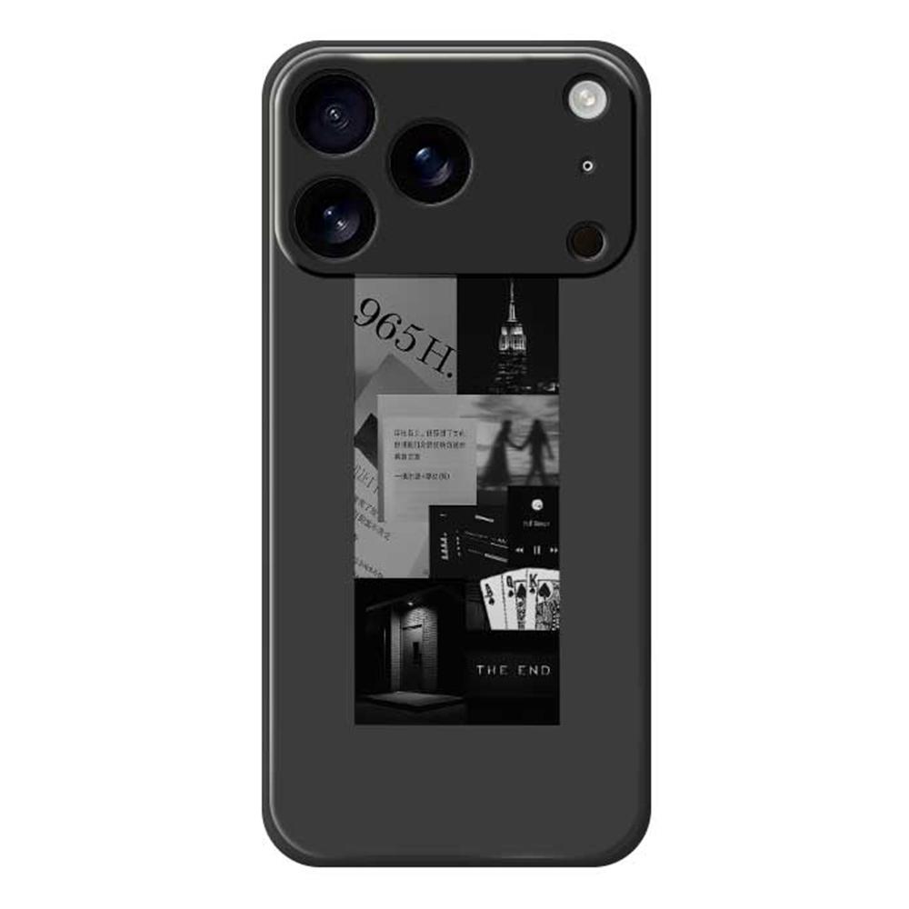 

For iPhone 17 Pro Case Stitching Photos Pattern Printing Straight Edge TPU Phone Back Cover D