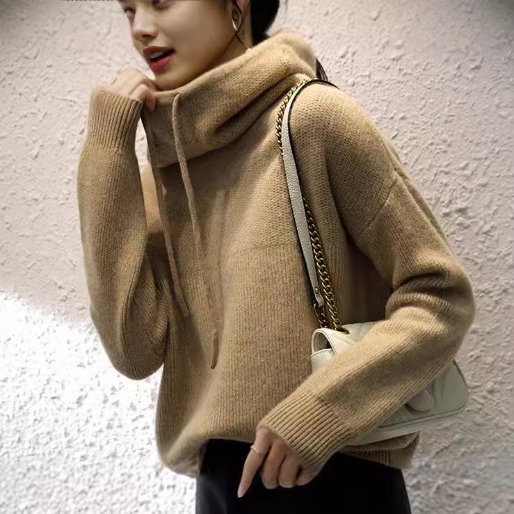 Women's 2024 Winter Loose Solid Color Thick Turtleneck Sweater