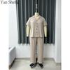 Women Pajama Set Plus Size Cardigan 2‑Piece Loungewear With Built‑In Bra Pad Elegant Soft Sleepwear For Summer Indoor Daily Wear