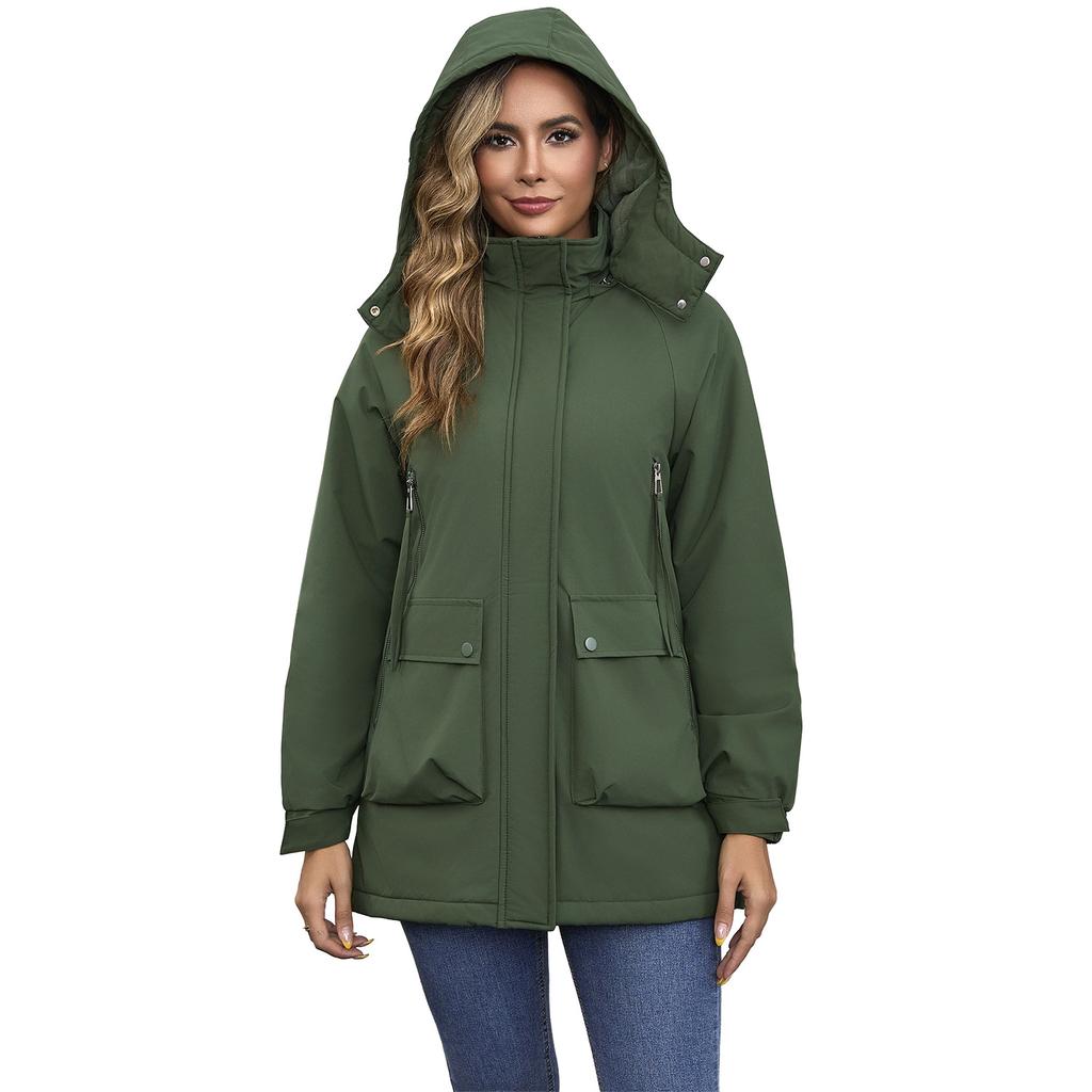 Hooded fashion trend women's thickened warm mountaineering windproof waterproof fluffy lightweight comfortable long-sleeved cotton down jacket