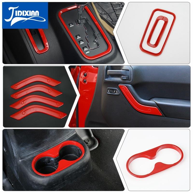 21 PCS Car Steering Wheel Air Conditioning Vent Gear Cup Holder Interior Decoration Accessories for Jeep Wrangler JK 2011-2017