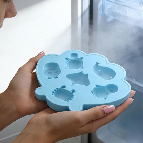 Ocean Animal Silicone Ice Cube Tray Food-Grade Flexible Mold for Seashell Turtle Whale Shapes Easy-Release Fun Ice Maker for Cocktails