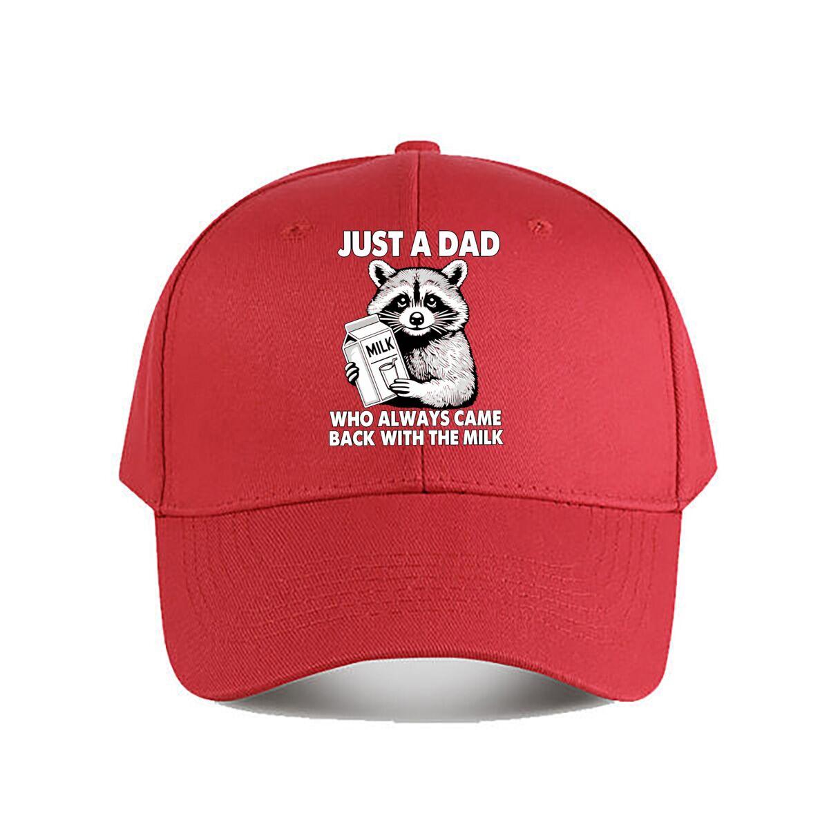 Humorous Raccoon Dad Milk Fathers Day Baseball Cap Fashion Unisex Sunhat Womens Outdoor Sports One Size