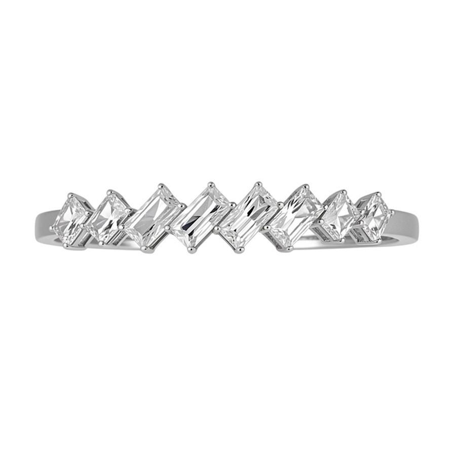 Zircon Irregular Square Cuff Bracelet In Silver For Fashionable Office Wear