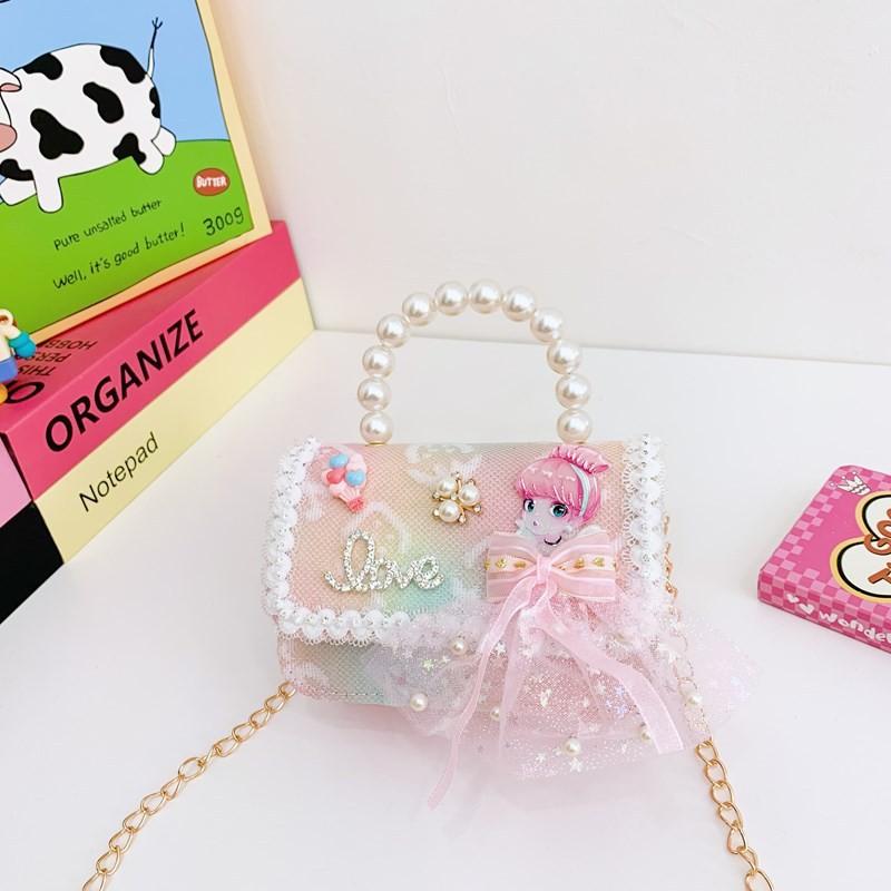 Lightweight Pearl Charming Shoulder Bag For Girls Featuring Cute Princess Design