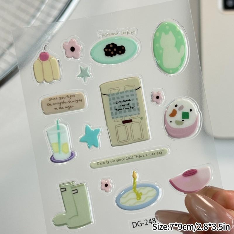 INS Korean Jelly Stickers Cute Sketches Handbooks Cutting Book Stickers Diary Stickers Phone Case DIY Stickers Decal Waterproof