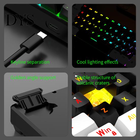 PC-Tastatur Kabelgebunden Mechanisch Gaming RGB-Licht Design 61 Tasten Kompakt Leicht Computer Büro