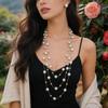 Multi-layer long pearl necklace Gypsy light luxury temperament versatile small fragrance accessories earrings chain