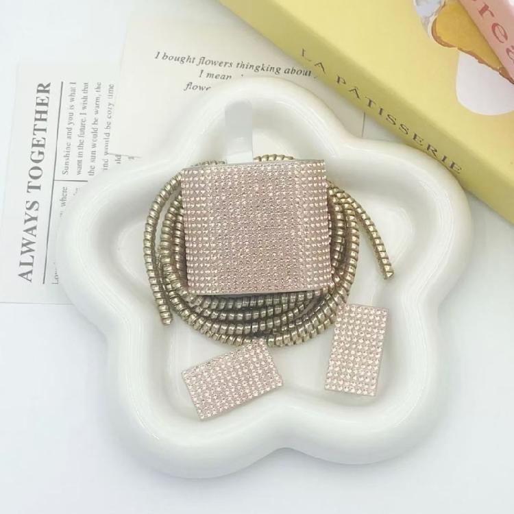 Glittering Rhinestones Charging Protections Case Featuring Soft TPU Shell And Practical Cable Saver For Charging Devices
