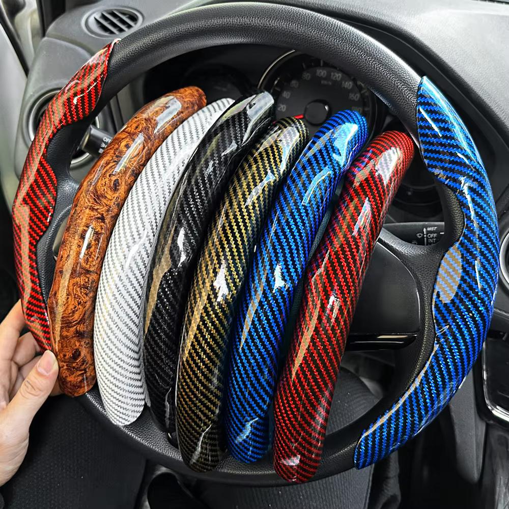 38cm Car Steering Wheel Covers Booster Micro Fiber Leather Auto Interior Decorative Accessories Universal Carbon Fiber Looking