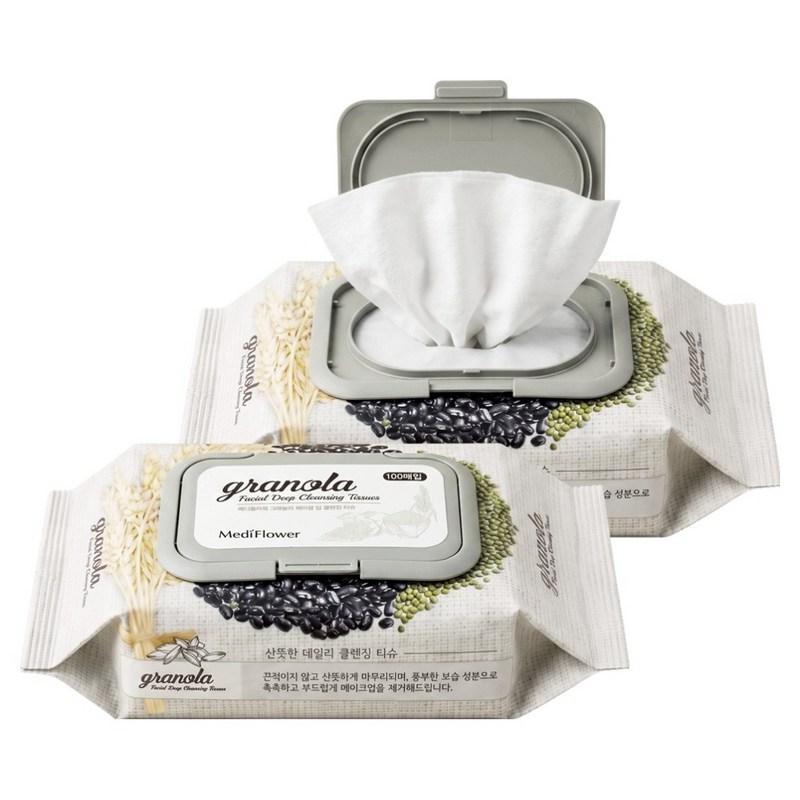Mediflower Granola Deep Cleansing Tissues, 100 Wipes, 2 Pcs