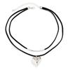 Double Layer Velvet Cord Necklace with Geometric Heart Pendant Adjustable Length Choker Style Jewelry for Everyday Wear and Special Occasions