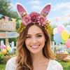 Floral Rabbit Ears Headbands Colorful Cosplay Headbands Funny Happy Easter Headdress  Children