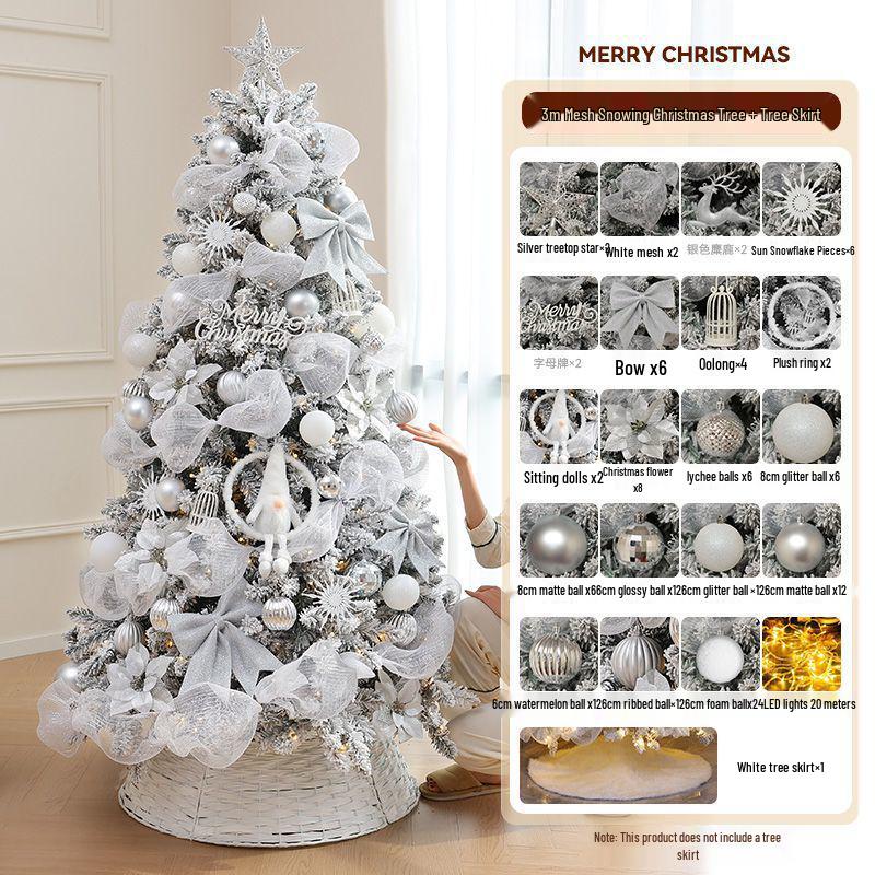 2M Luminous White Flocked Christmas Tree for Home or Window Decoration