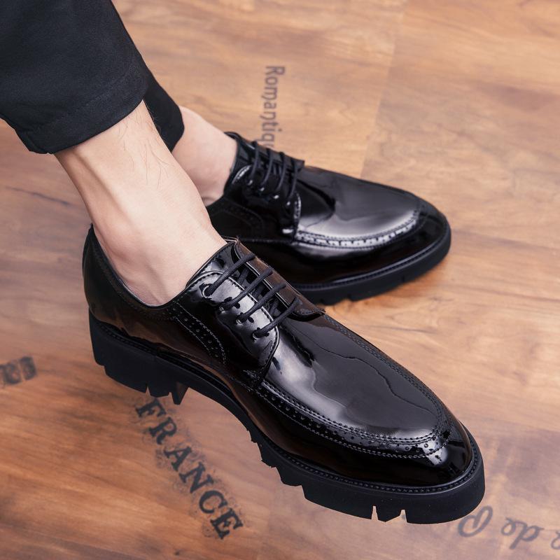 Men's Korean/British Style Leather Shoes: Height-Boosting, Thick Sole for Wedding & Business Casual