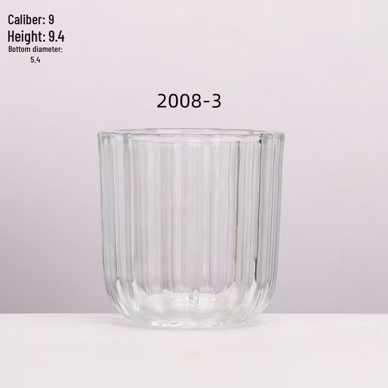 Thickened European Stripe Glass Candle Jar with Arched Bottom