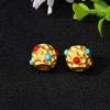 Ancient Gold Openwork Spacer Beads with Inlaid Blue Beads