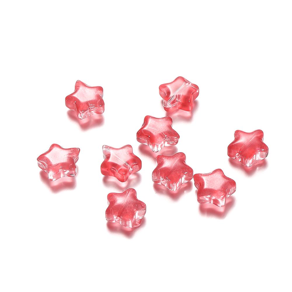 30pcs 8mm Colorful Five-pointed Star Glass Beads Loose Spacer Beads for DIY Handmade Jewelry Making Bracelet Accessories