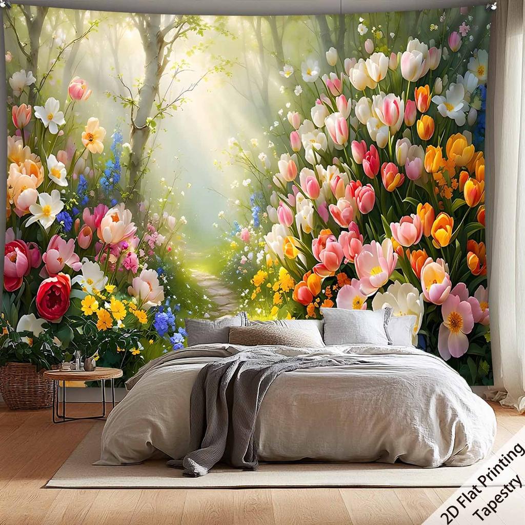 Rural floral style Digital printing polyester wall tapestry suitable for use in living rooms bedrooms offices bars and party