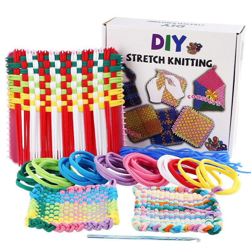 Girls Birthday Gift Handmade Diy Cloth Wallet Rainbow Weaving Loom Elastic Rope Kids Educational Toy