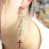 Gothic Punk Cross Lång Tofs Kedja Ear Cuff Stud Clip Örhängen Modesmycken