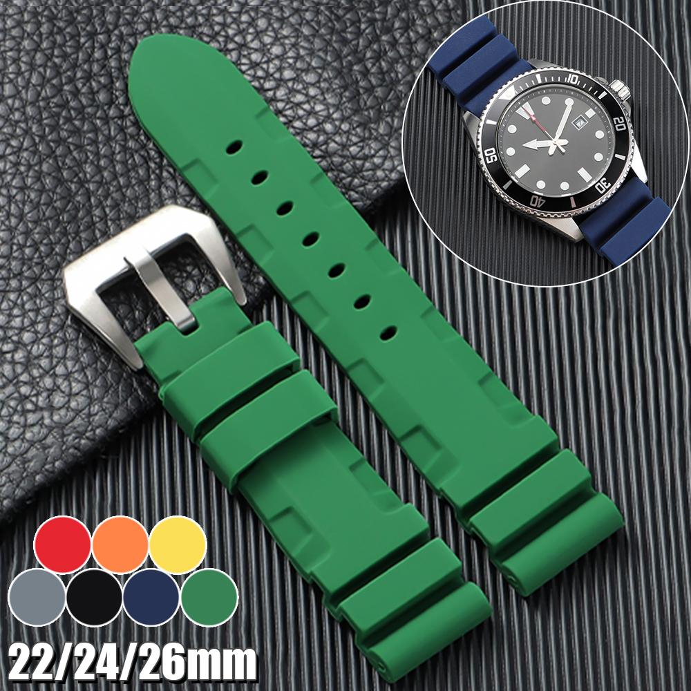 22mm 24mm 26mm Silikonové řemínky pro hodinky Panerai Měkký sportovní náramek Pohodlný gumový pásek Dámské Pánské Náramkové doplňky