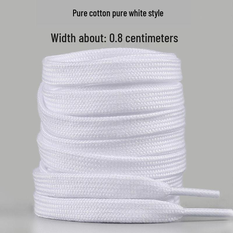 Unisex White Canvas Sneakers with Cotton Flat Shoelaces - Semi-Circular Style