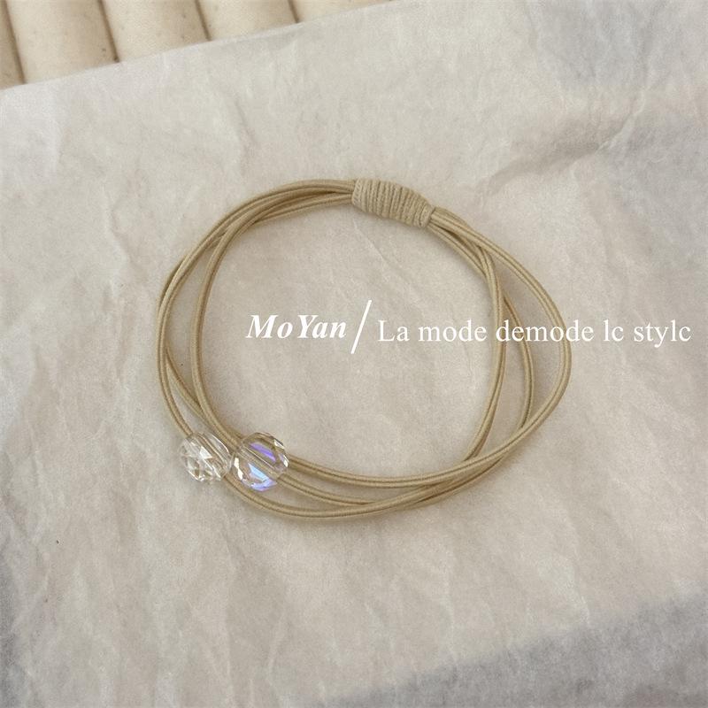 New 2024 Women's High Elasticity Crystal Hair Tie with Leather Cover