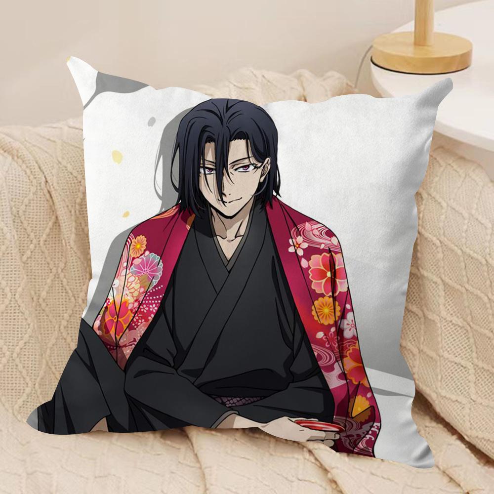 B-BunGo S-Stray Dogs Cushion Cover Soft Plush Fabric Double-Sided Printed Sofa Cushion Cover for All Seasons Home Decor Gift