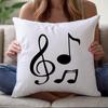 Music Notes Pillow Cover 2D Printed Polyester Sofa Cushion Case – Elegant Black & White Design For Music Lovers 40X40Cm