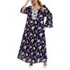 Long Sleeve Dress Print Loose Women's Dress Ethnic Lace Flared Sleeve Dress