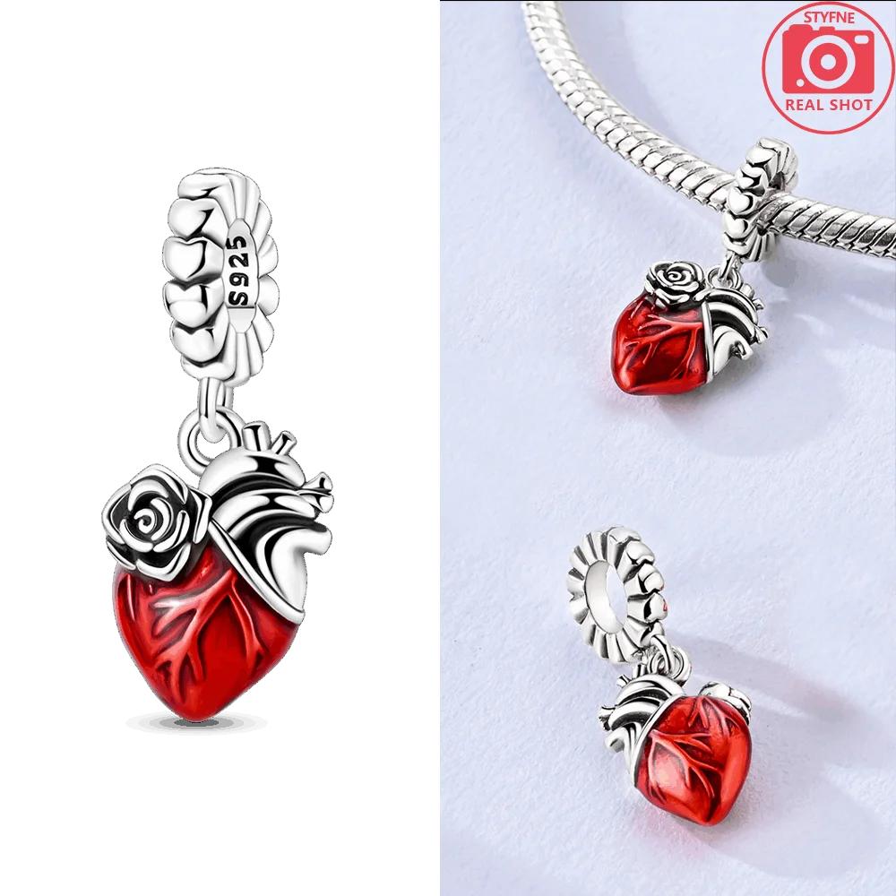 Purple Iris Blue Anemone Pendant Heart Tulip Originalcopper Bead Fit Bracelet Diy Fine Gift Women Jewelry Accessory
