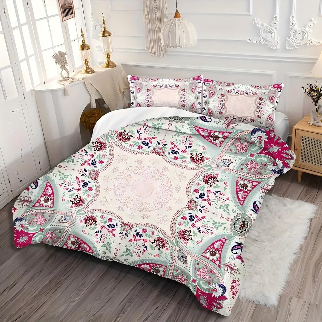 Pink Paisley Pattern 3D Printed Duvet Cover Fashion Bohemian Style Luxury Bedding Sets Soft Comfortable Quilt Cover Pillowcase