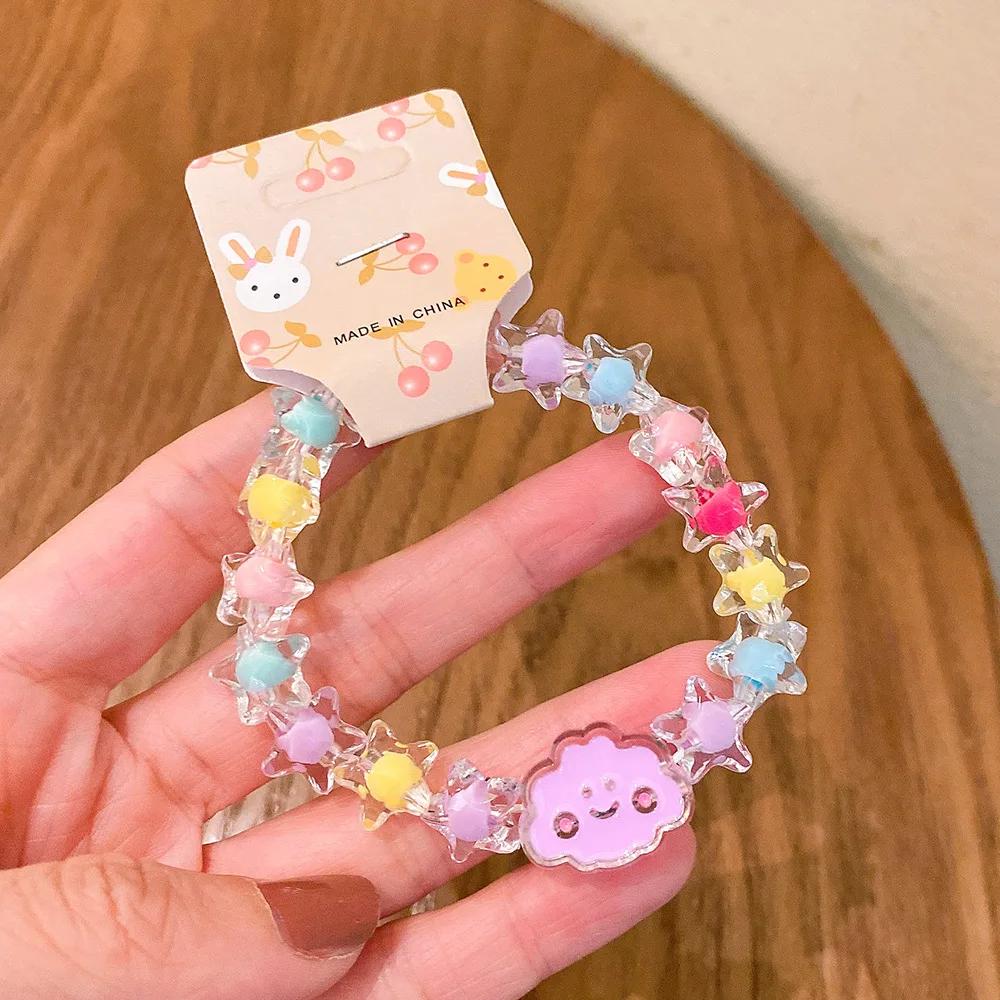 b16 New Design Sense Cool Sweet Cartoon Charm Jelly Colored Attract Cute Acrylic Exquisite Bracelet Wholesale Daily Versatile