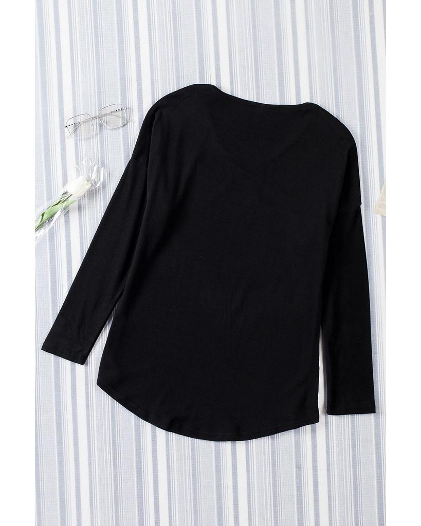 Azura Exchange V Neck Long Sleeve Knit Top
