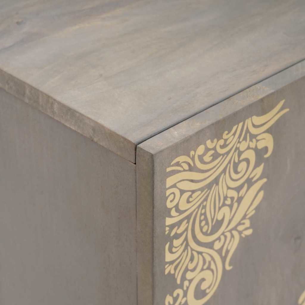 Sideboard Gray and Gold 60 x 33 x 75 cm Solid Mango Wood