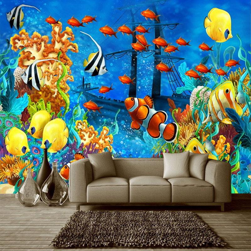 

Photo Wallpaper 3D Stereo Cartoon Tropical Fish Underwater World Mural Wallpaper Custom Non-Woven Wallpaper Papel De Parede 3D 200 cm(W) x 140 cm(H)
