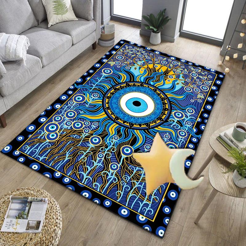 The Turkish Evil Eye Office Rug Chair Mat, Entryway Carpet, Suitable for Front Door, Bedroom, Living Room, Desk, Holiday Gift