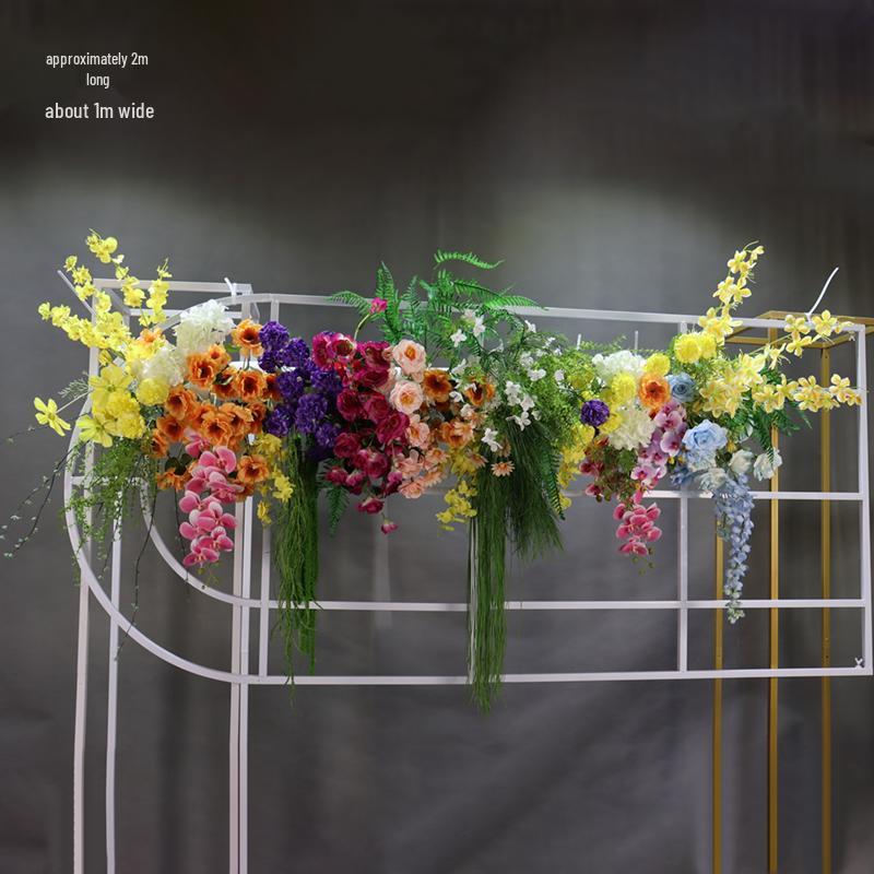 Dopamine Wedding Aisle Flowers: Monet Garden Style, Soft Decorative Flower Strip, Colorful Display.