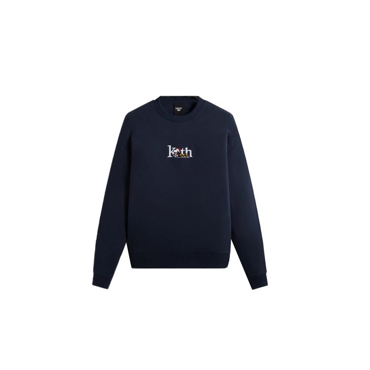 Kith X Peanuts Collaboration FW23 Solid Color Classic Logo Crewneck Sweatshirt Unisex sweatshirt Dark-Blue KHM031151-413 XS 19950₽