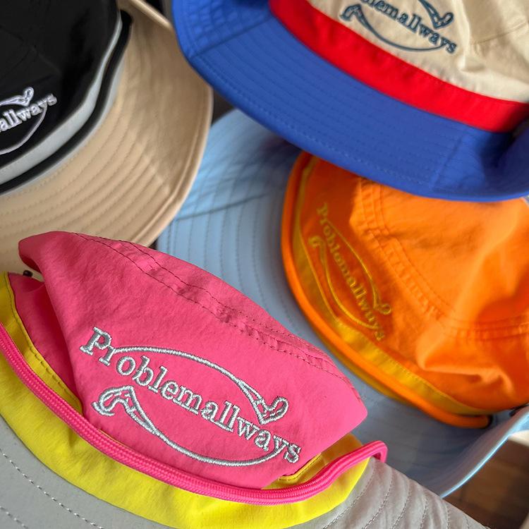 Color matching parent-child bucket hat summer thin big brim sun hat boys and girls baby outdoor camping sun protection hat